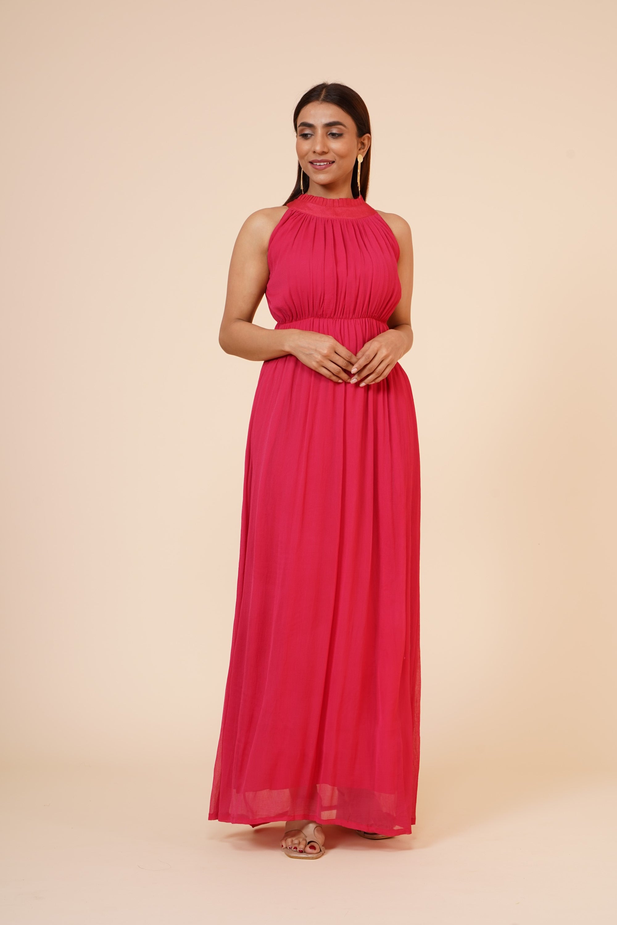 Women's Drape Chiffon Dress In Cherry Red S | Trendia Global Women's Drape Chiffon Dress In Cherry Red S | Trendia Global
