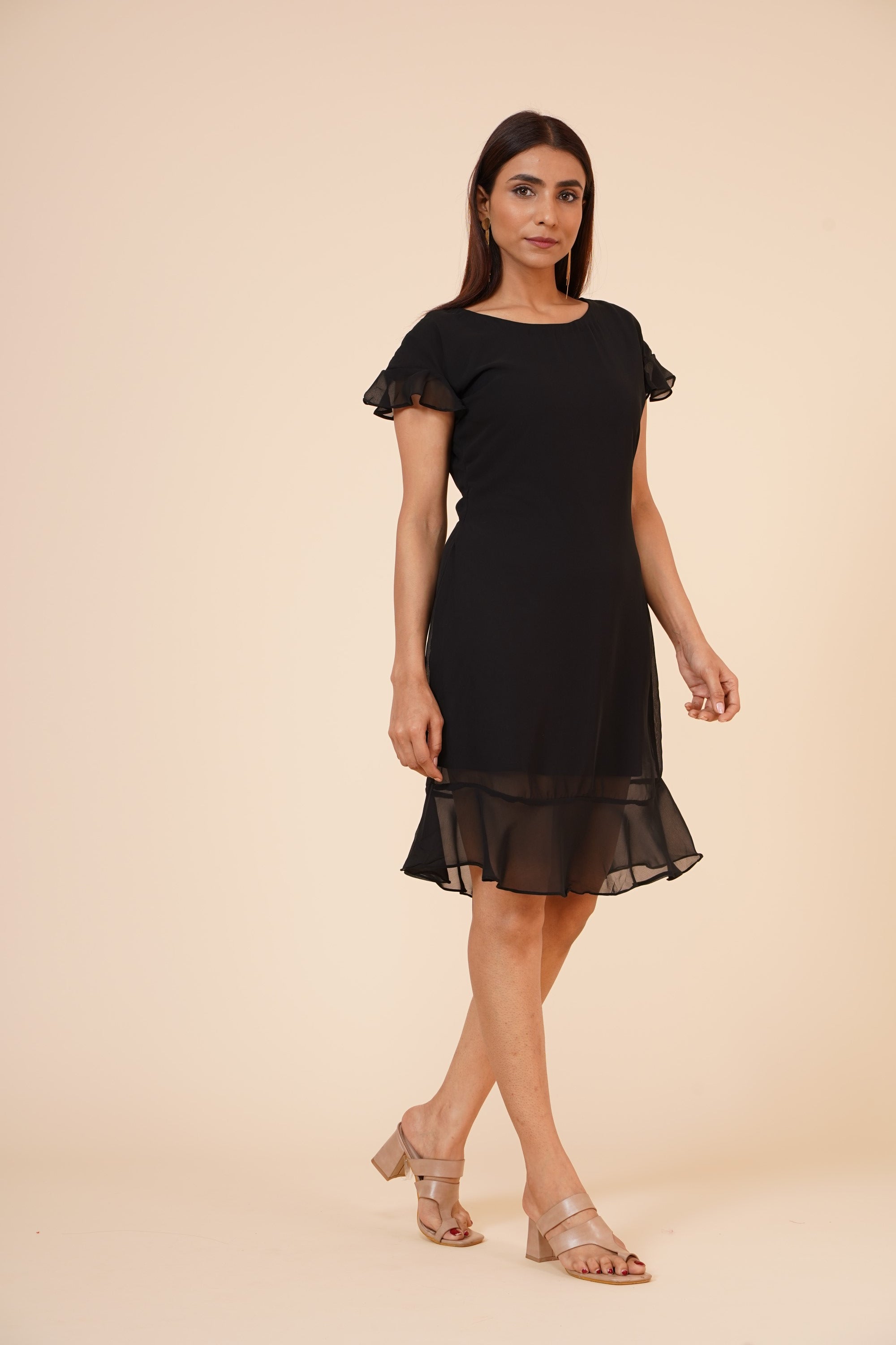 Women's Black Midi Casual Dress - MIRACOLOS by Ruchi
