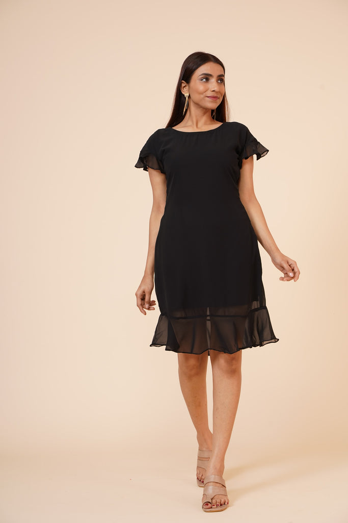 Women's Black Midi Casual Dress