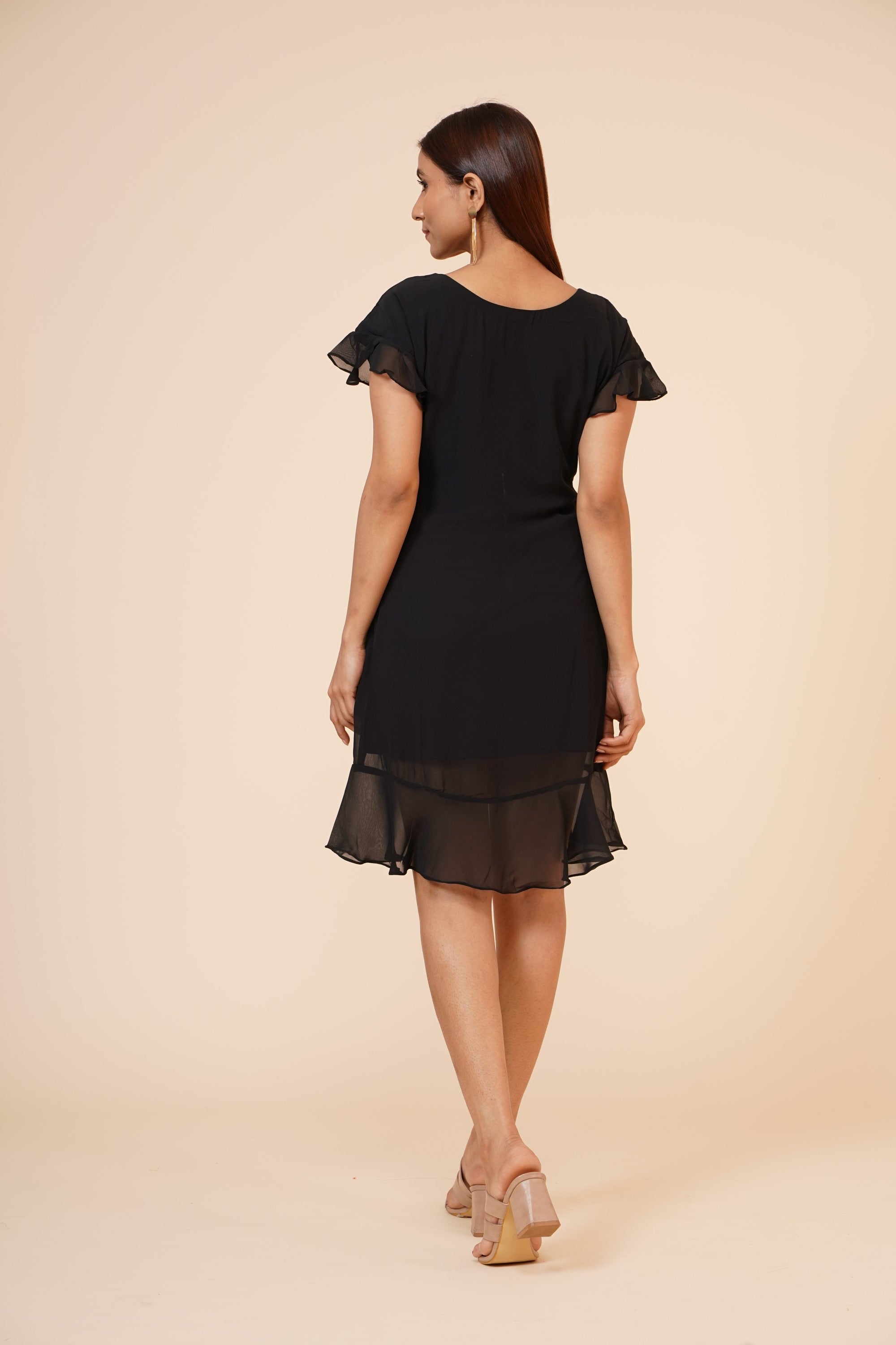 Women's Black Midi Casual Dress - MIRACOLOS by Ruchi