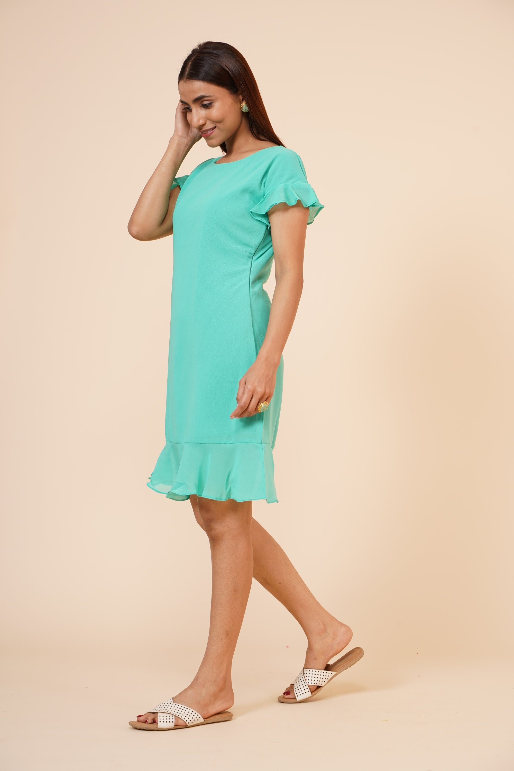 Women's Green Midi Casual Dress - MIRACOLOS by Ruchi