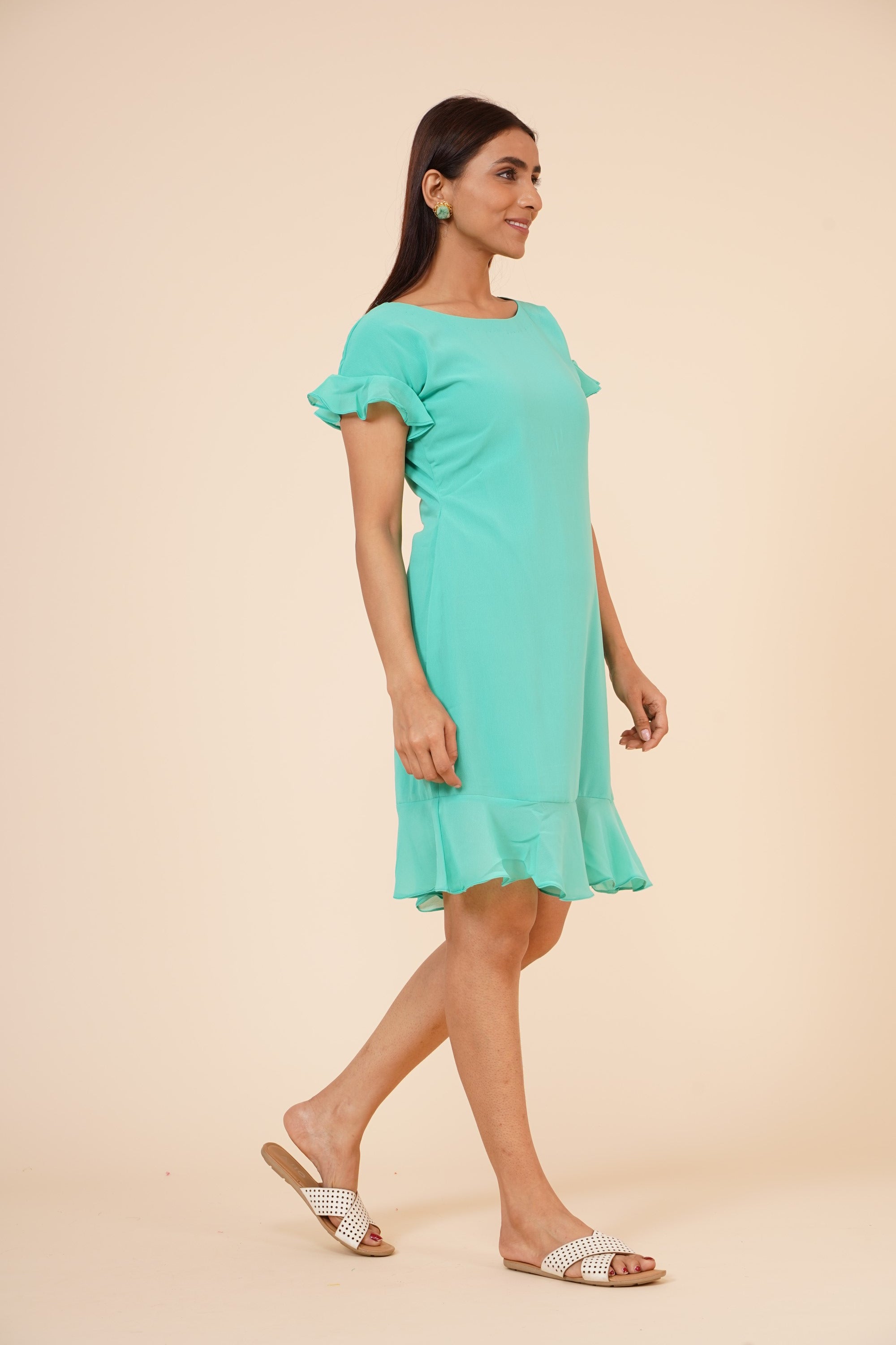 Women's Green Midi Casual Dress - MIRACOLOS by Ruchi