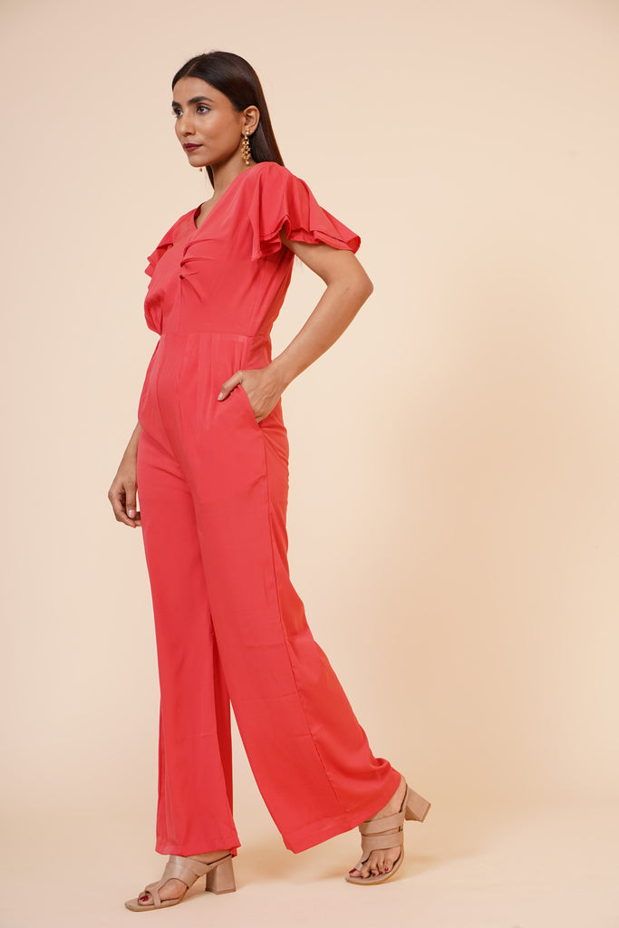 Women's Drape  Party/ Casual Jumpsuit In Peach