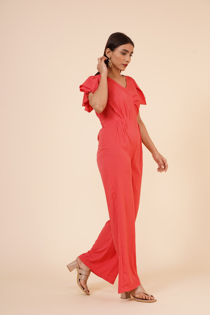 Women's Drape  Party/ Casual Jumpsuit In Peach