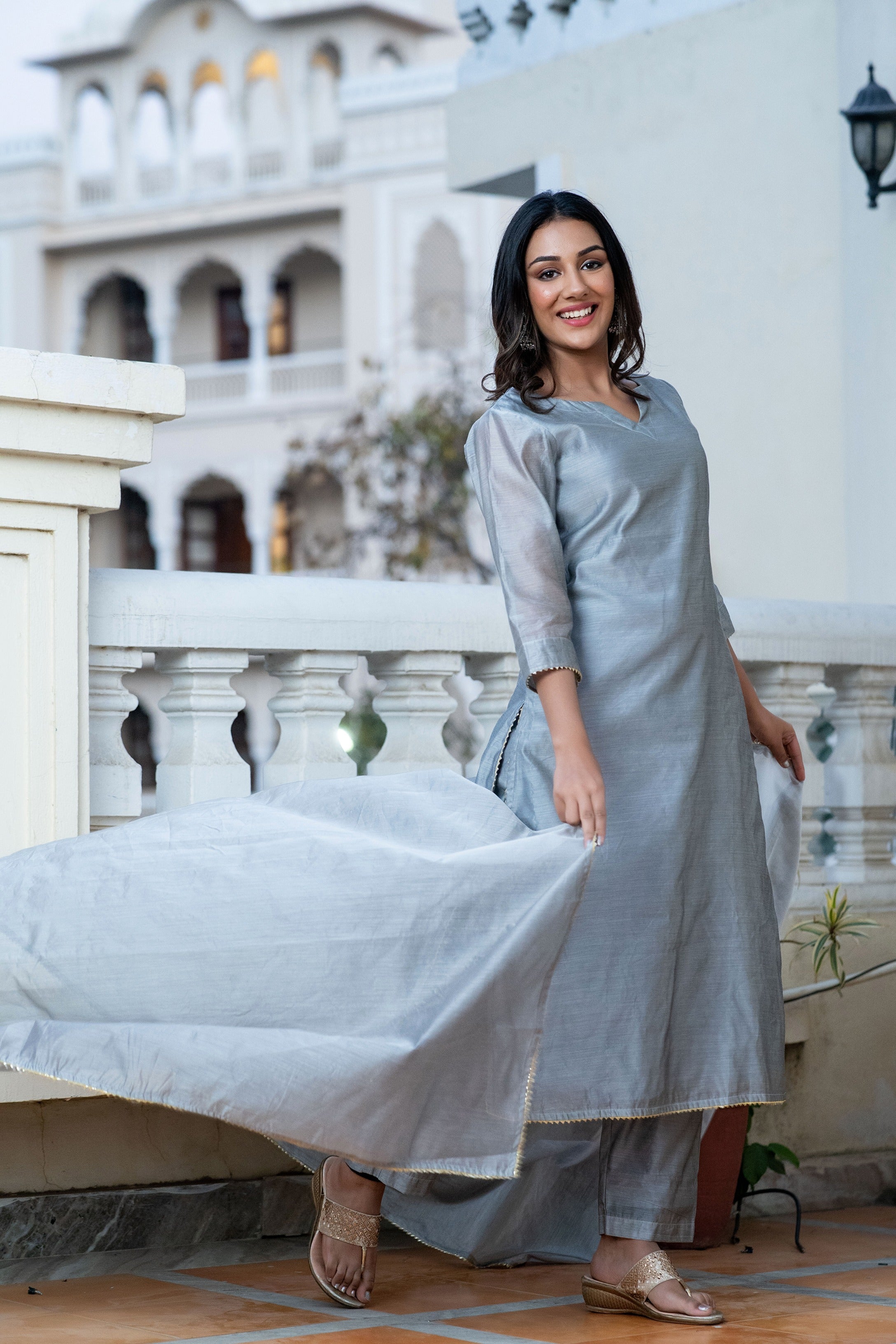 Women's Navrang Chanderi Suit  Dupatta Set - Saras The Label