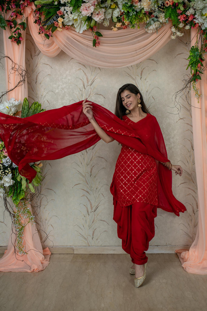 Women's Red Patiala