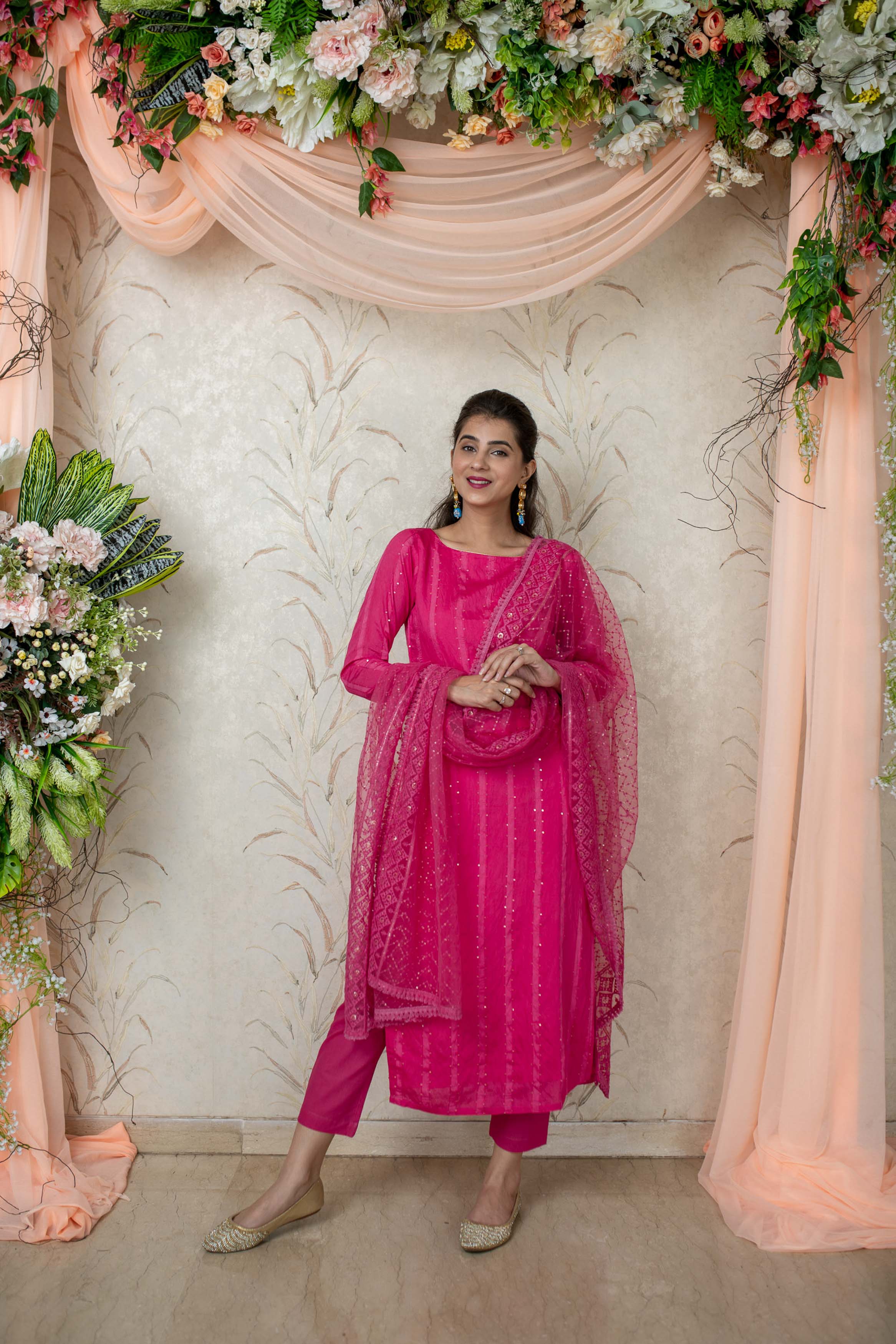 Women's Pink Chanderi Kurta Set - Label Shaurya Sanadhya