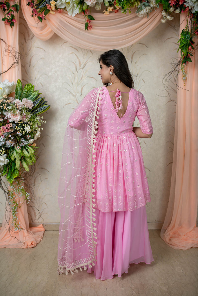 Women's Ice Pink Peplum Palazzo