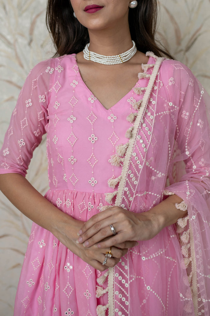 Women's Ice Pink Peplum Palazzo