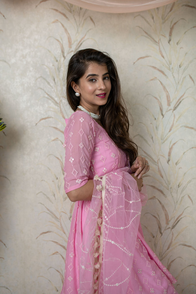 Women's Ice Pink Peplum Palazzo