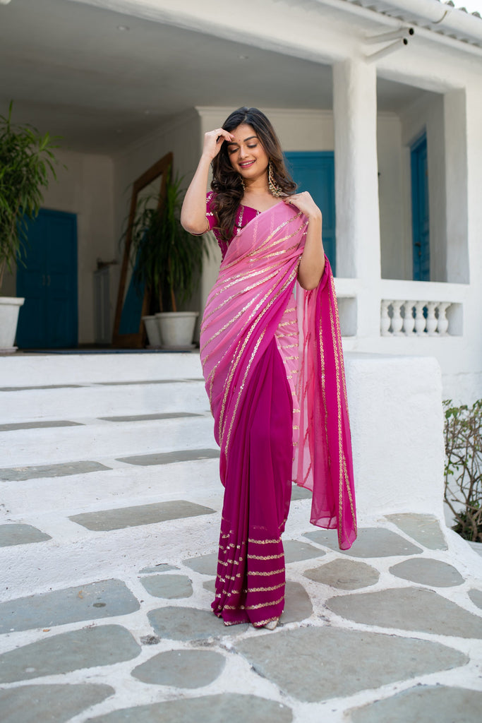 Women's Wine Shaded Saree
