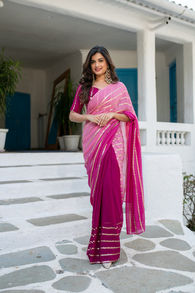 Women's Wine Shaded Saree