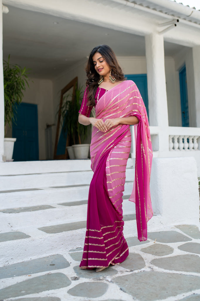 Women's Wine Shaded Saree