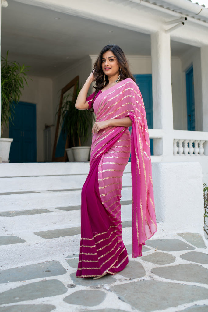 Women's Wine Shaded Saree
