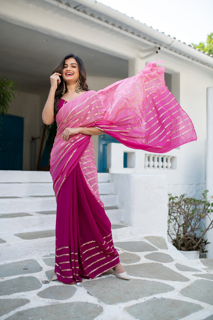 Women's Wine Shaded Saree