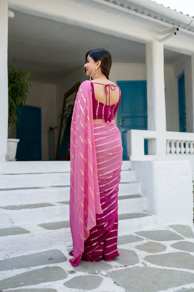 Women's Wine Shaded Saree