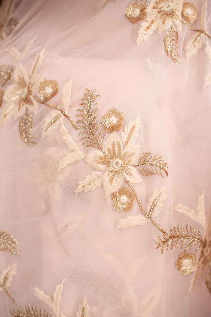 Women's Light Peach Heavy Work Saree