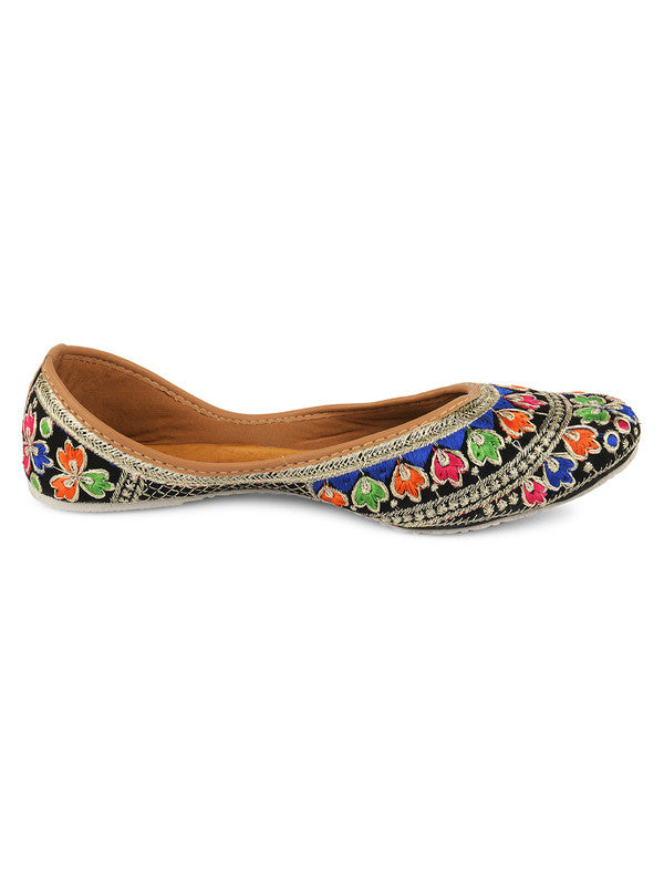 Women's Black Florence Womens Indian Ethnic Comfort Footwear - Desi Colour
