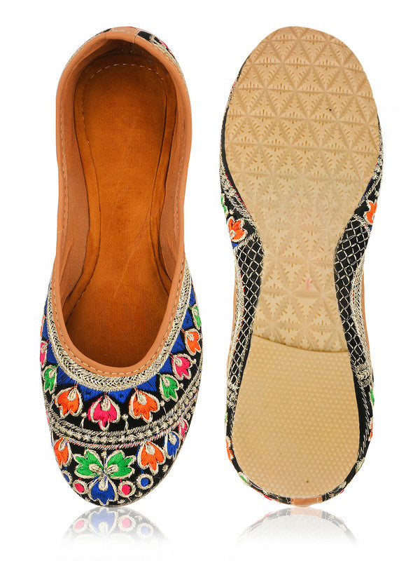 Women's Black Florence Womens Indian Ethnic Comfort Footwear - Desi Colour