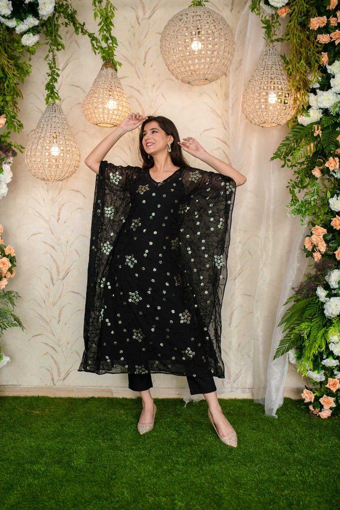 Women's Black Kaftan With Pants