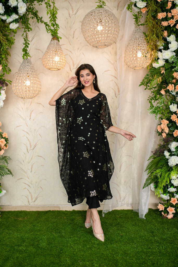 Women's Black Kaftan With Pants
