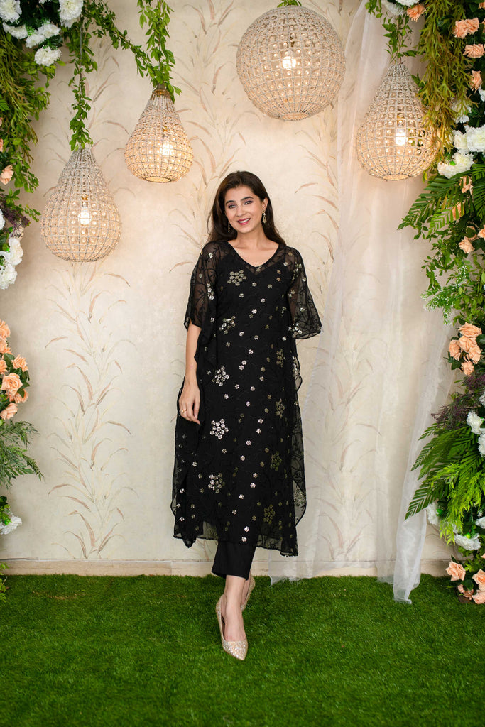 Women's Black Kaftan With Pants