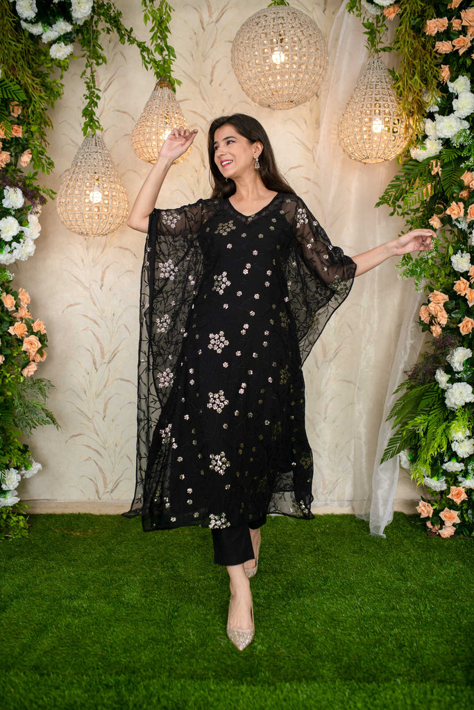 Women's Black Kaftan With Pants