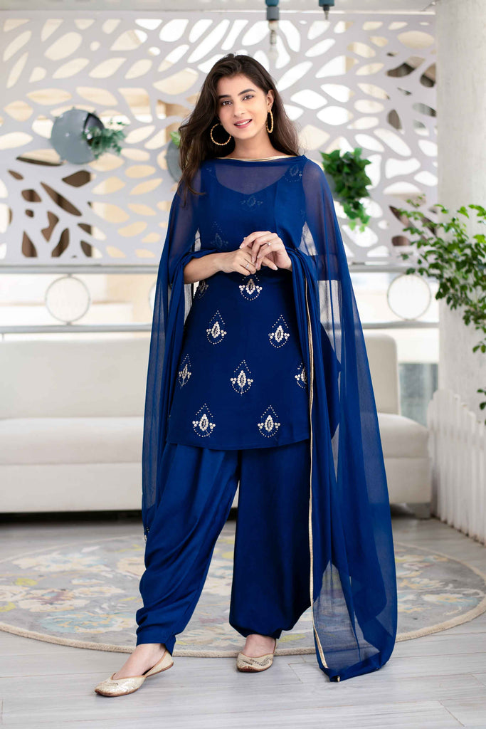 Women's Deep Blue Patiala Set (3pcs set)