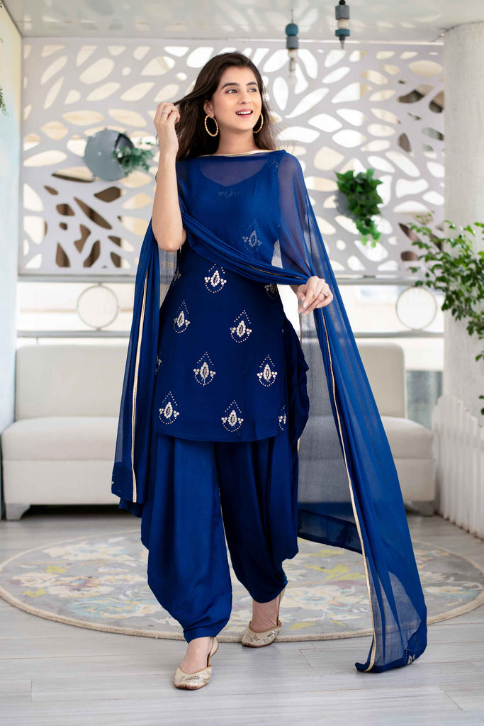 Women's Deep Blue Patiala Set (3pcs set)