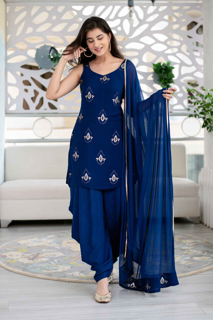 Women's Deep Blue Patiala Set (3pcs set)