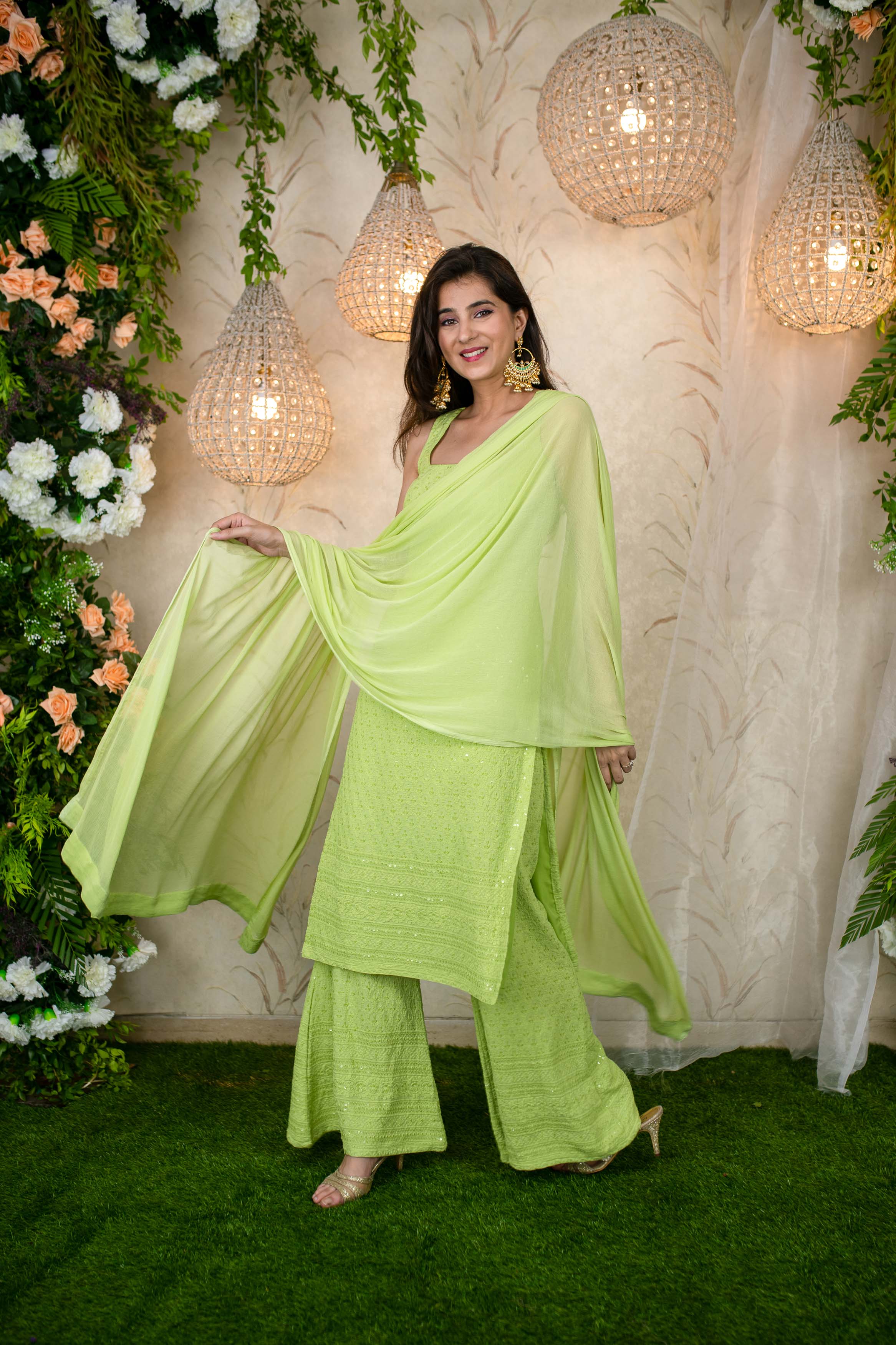 Women's Pista Green Kurta Set - Label Shaurya Sanadhya