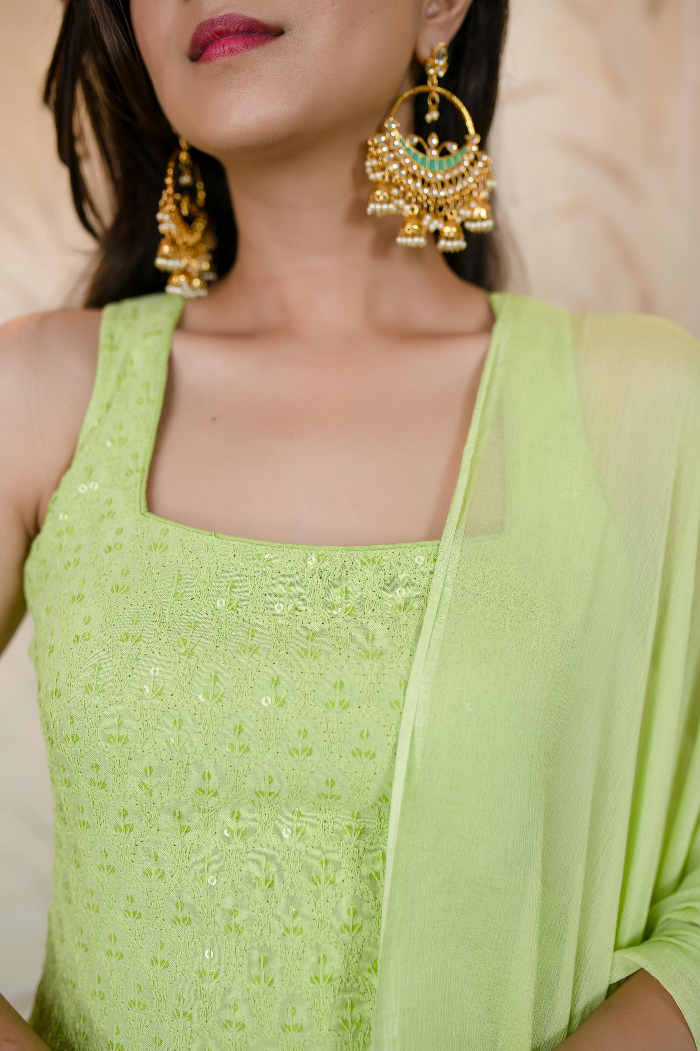 Women's Pista Green Kurta Set - Label Shaurya Sanadhya