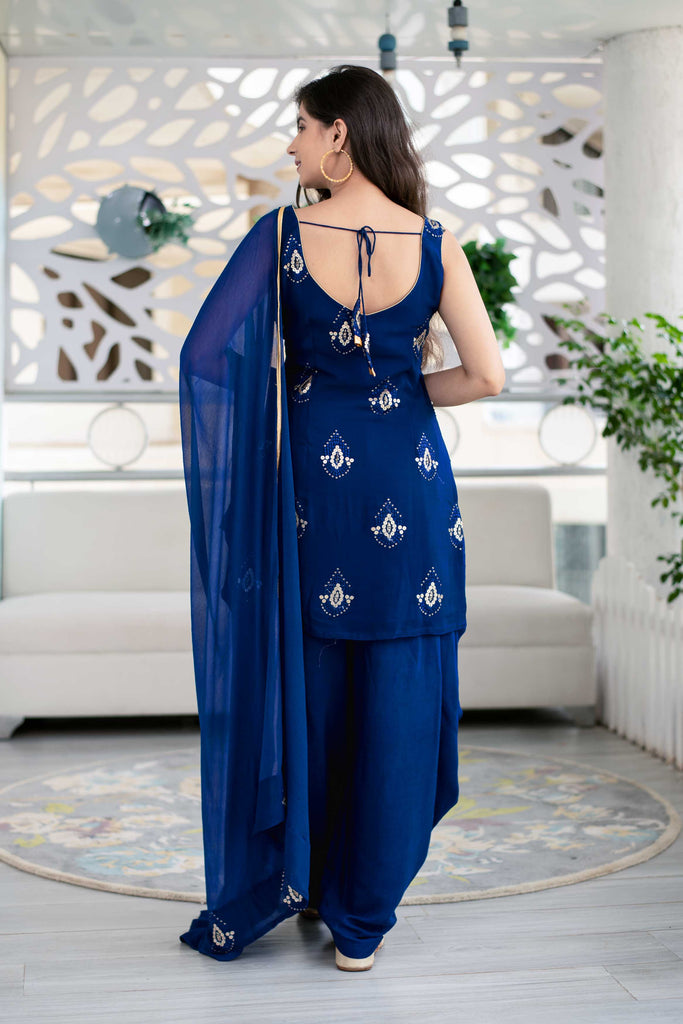 Women's Deep Blue Patiala Set (3pcs set)