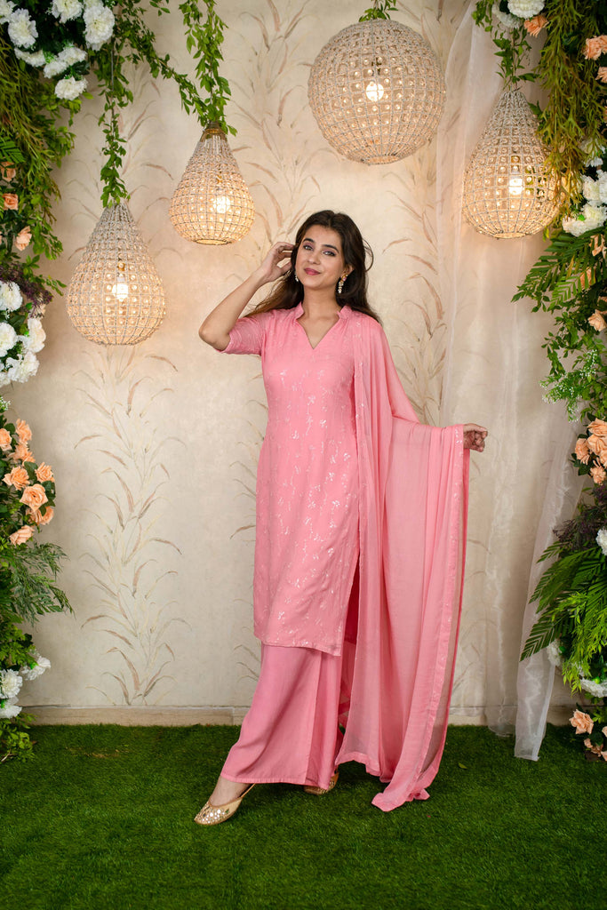 Women's Peach Water Sequin Kurta