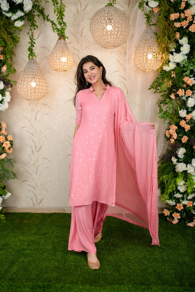 Women's Peach Water Sequin Kurta