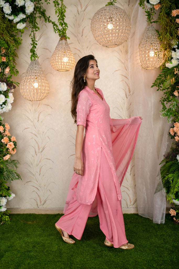 Women's Peach Water Sequin Kurta