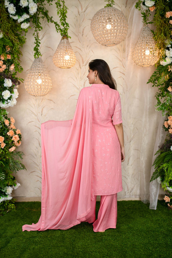 Women's Peach Water Sequin Kurta