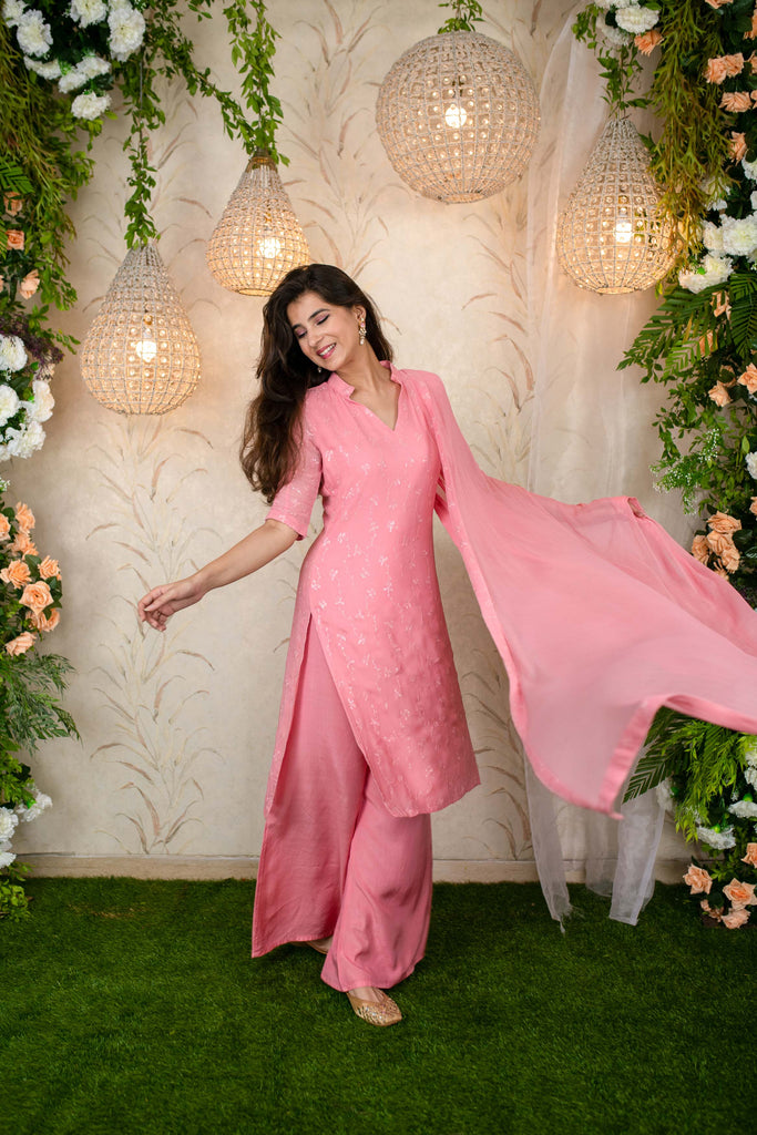 Women's Peach Water Sequin Kurta