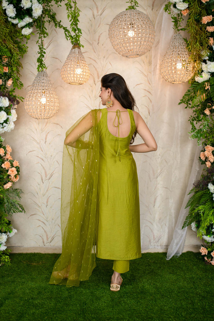 Women's Mehendi Green Kurta Set