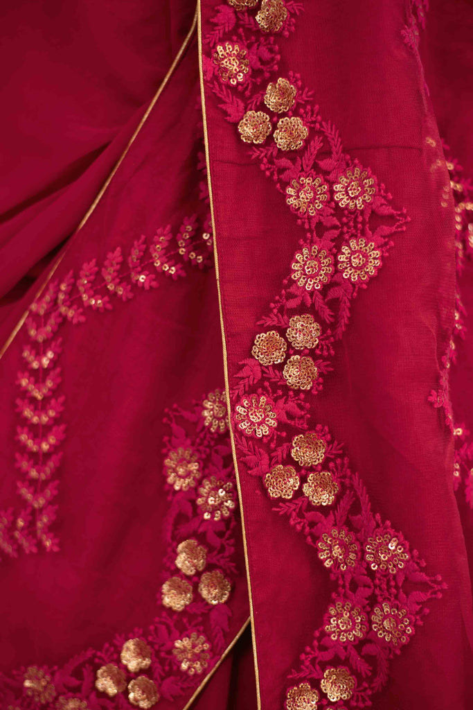 Women's Maroon Saree