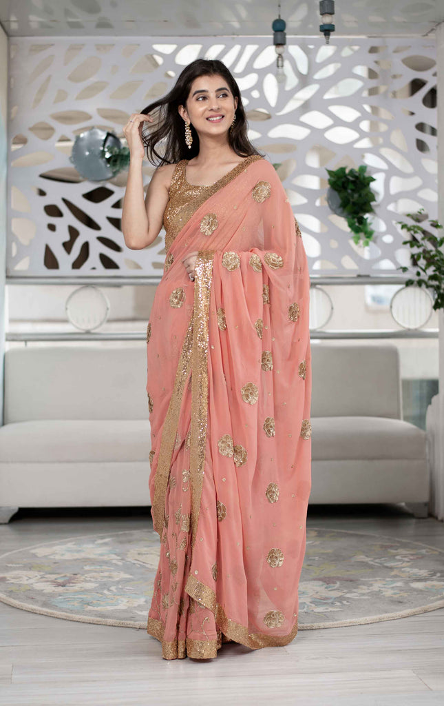 Women's Peach Saree