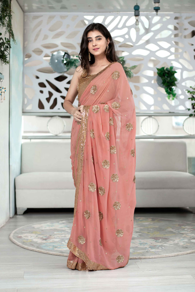 Women's Peach Saree