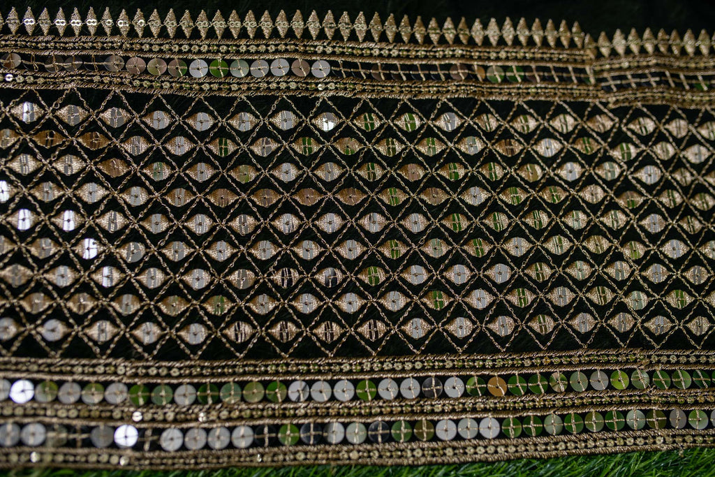 Women's Black And Golden Daman Lehenga