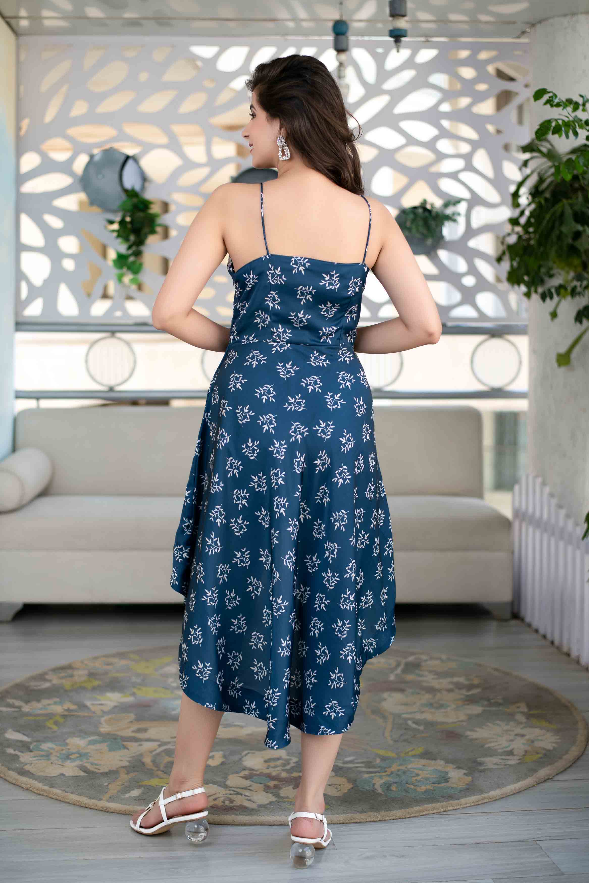 Women's Blue High Low Dress (1pc)