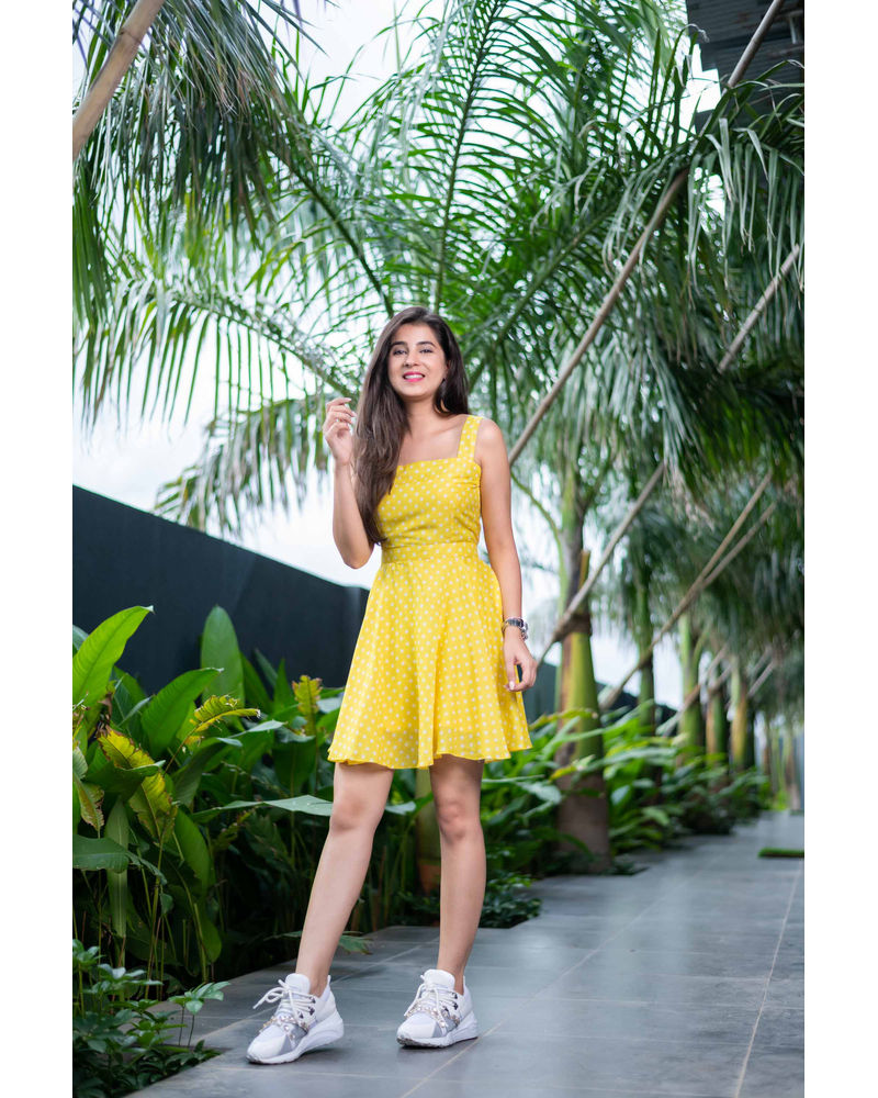 Women's Polka Dot Bow Tie Dress Y