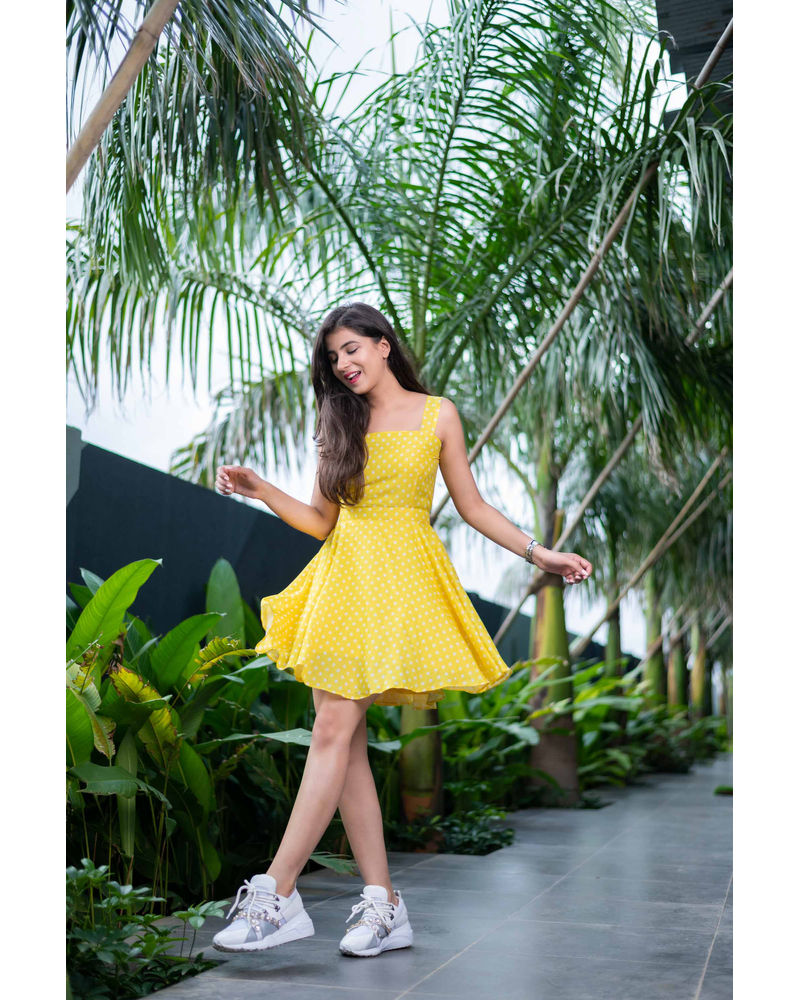 Women's Polka Dot Bow Tie Dress Y