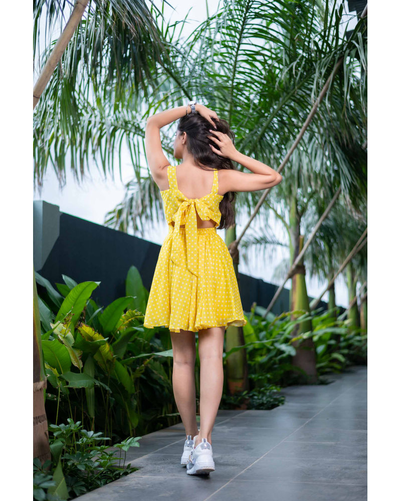 Women's Polka Dot Bow Tie Dress Y