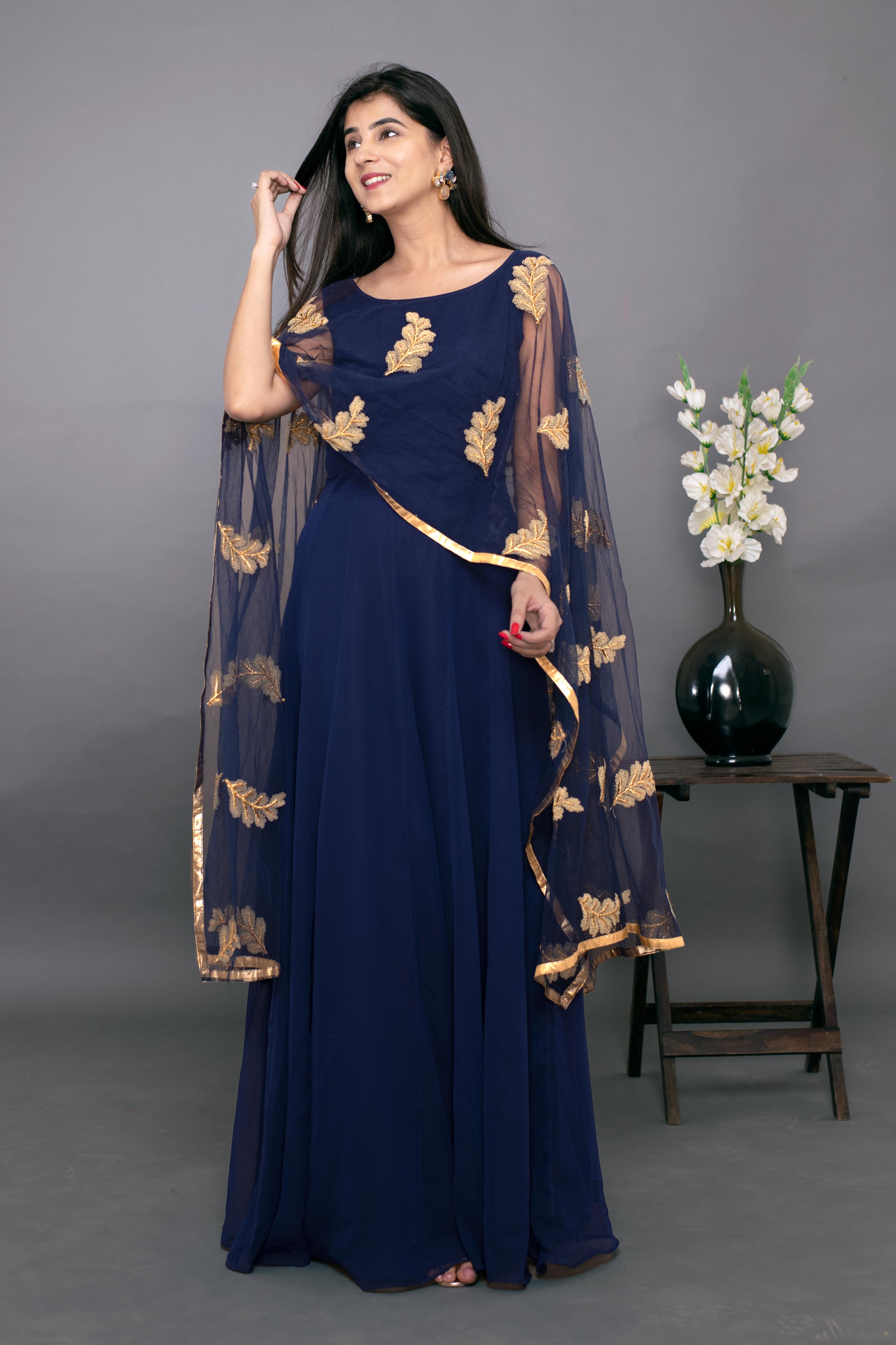 GEORGETTE FABRIC WITH HEAVY FLORAL PRINT LONG GOWN WITH DUPATTA at Rs 899  in Surat