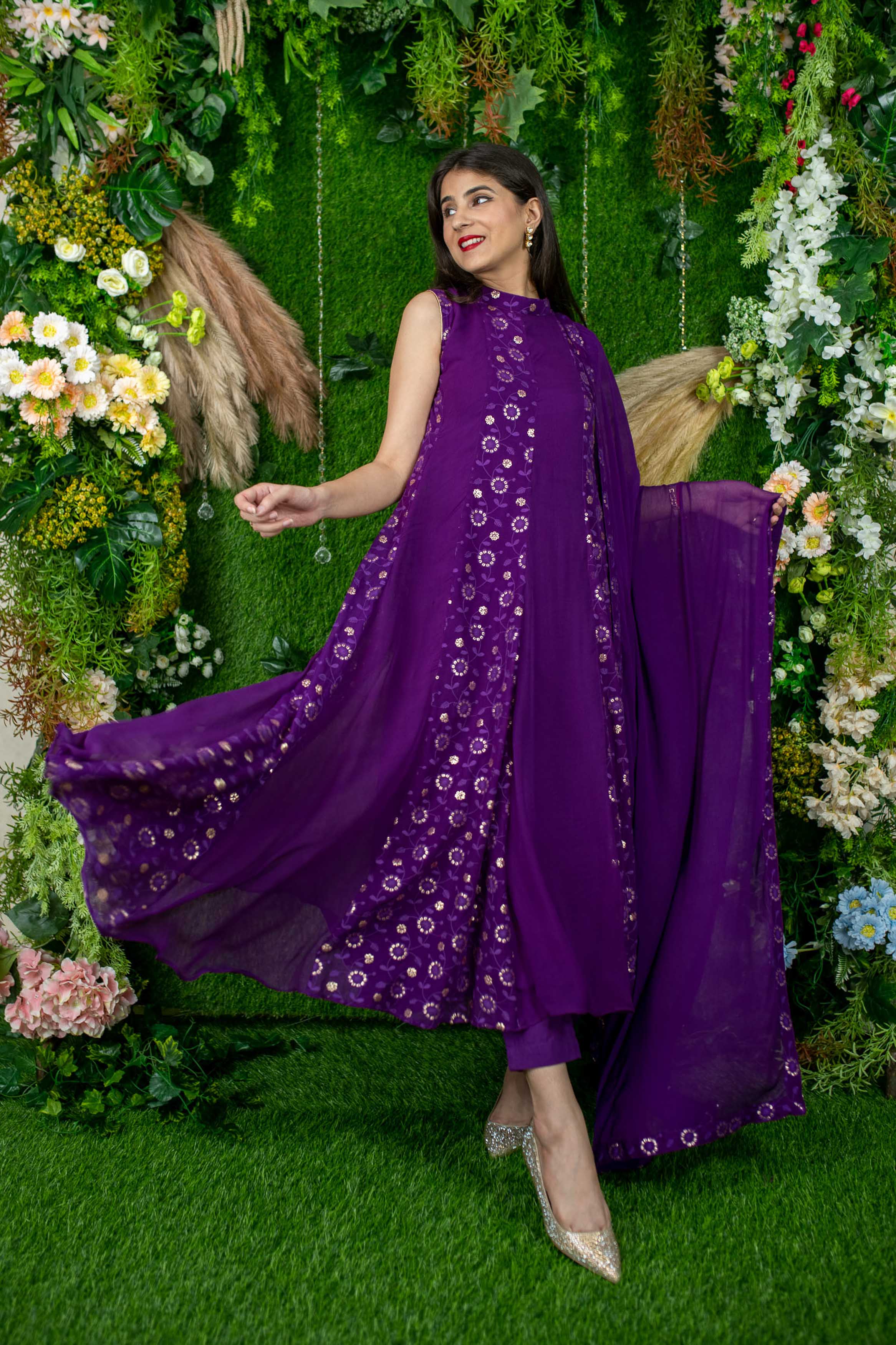Women's Purple Alternate Anarkali - Label Shaurya Sanadhya