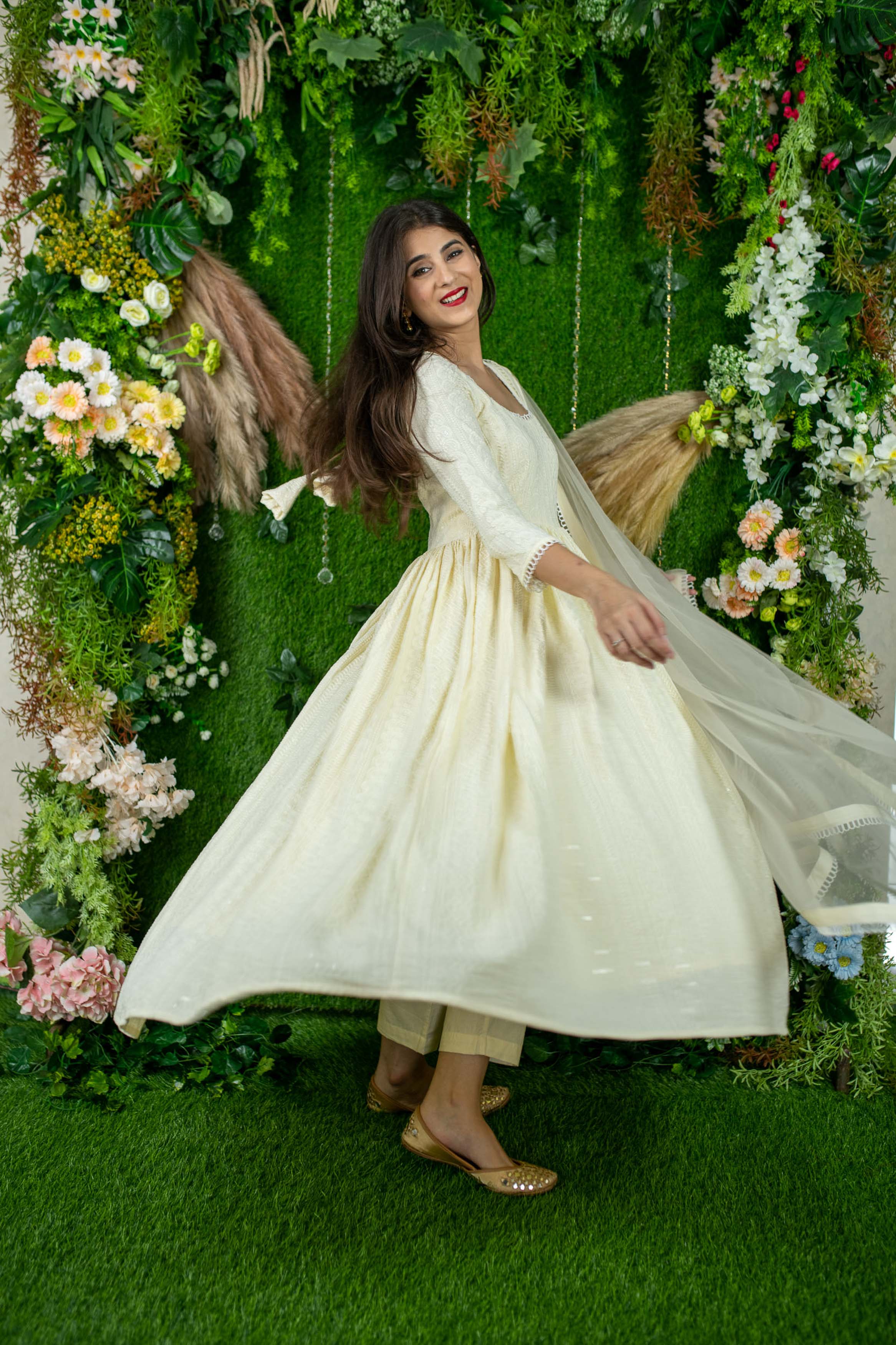Women's Dolly White Thread Work Anarkali - Label Shaurya Sanadhya